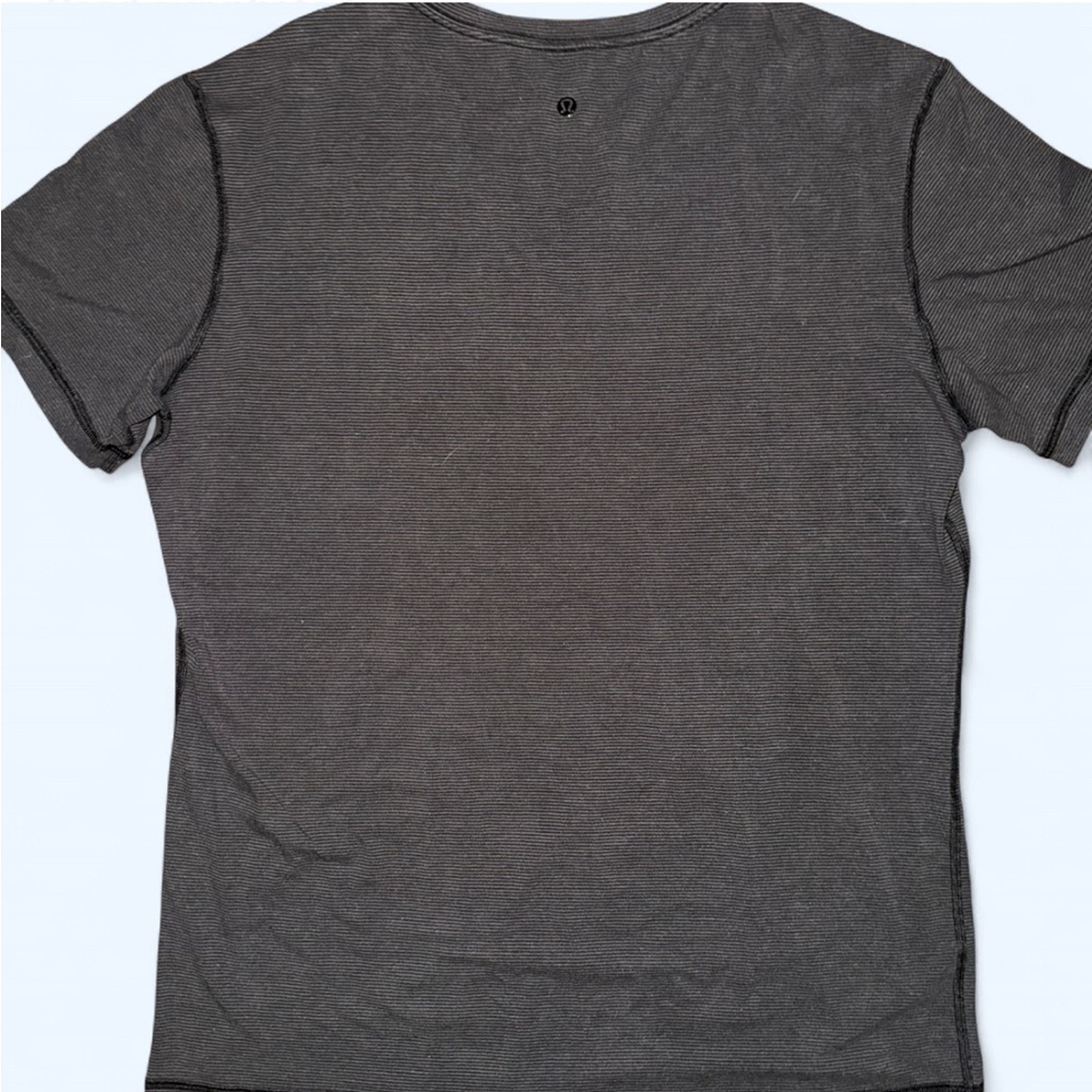 lululemon athletica Gray Short with black striped V-neck short sleeve tee - Picture 3 of 10